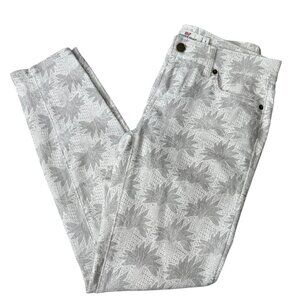 Vineyard Vines White Flower Eyelet Printed Skinny Jeans Stretch Denim Womens 4